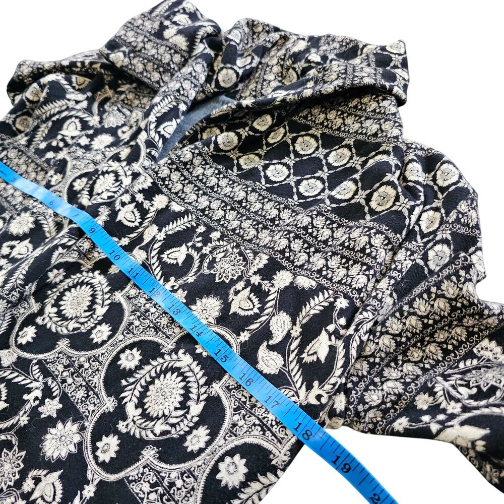 Free People Women's Blazer Jacket Flare Cardigan Black and White Floral size S - Picture 10 of 13